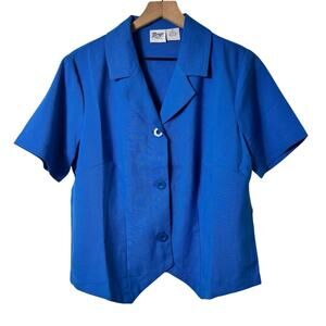 MIRAGE COLLECTION BLUE WOMEN SHORT SLEEVE BLOUSE SIZE 12 BRAND NEW WITH TAGS